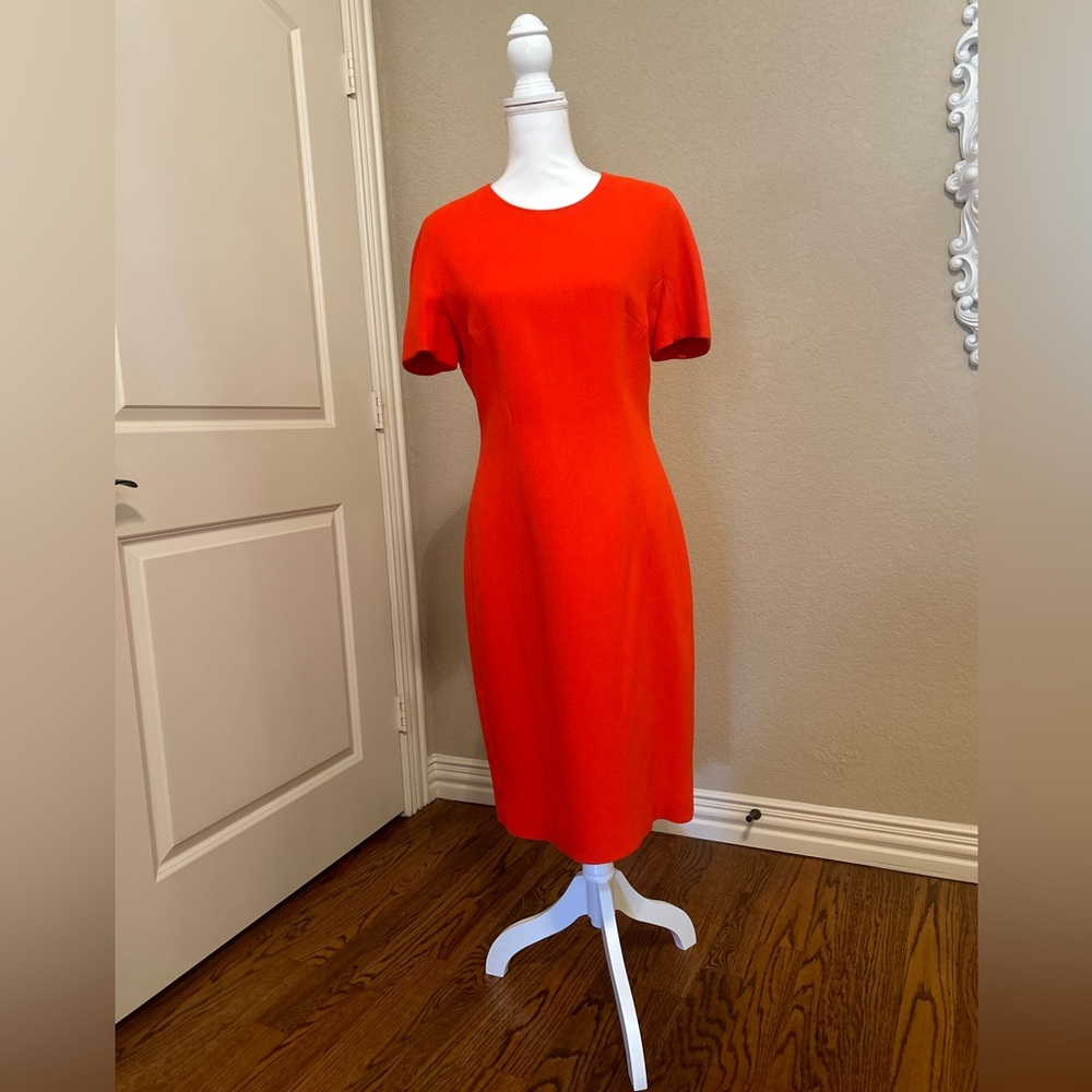 Jill Sander, orange, short sleeve dress. High line. Size 40